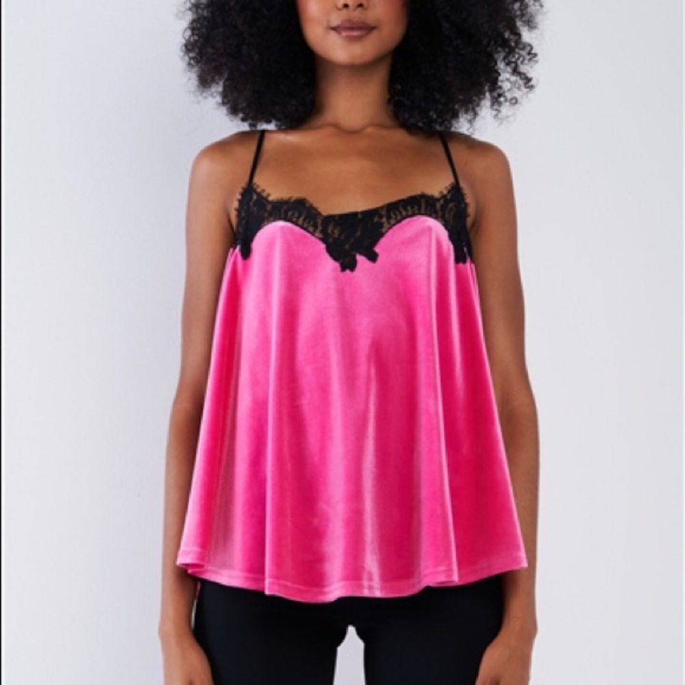Pink Velvet and Lace Swing Top